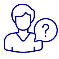 Icon of man with chat bubble