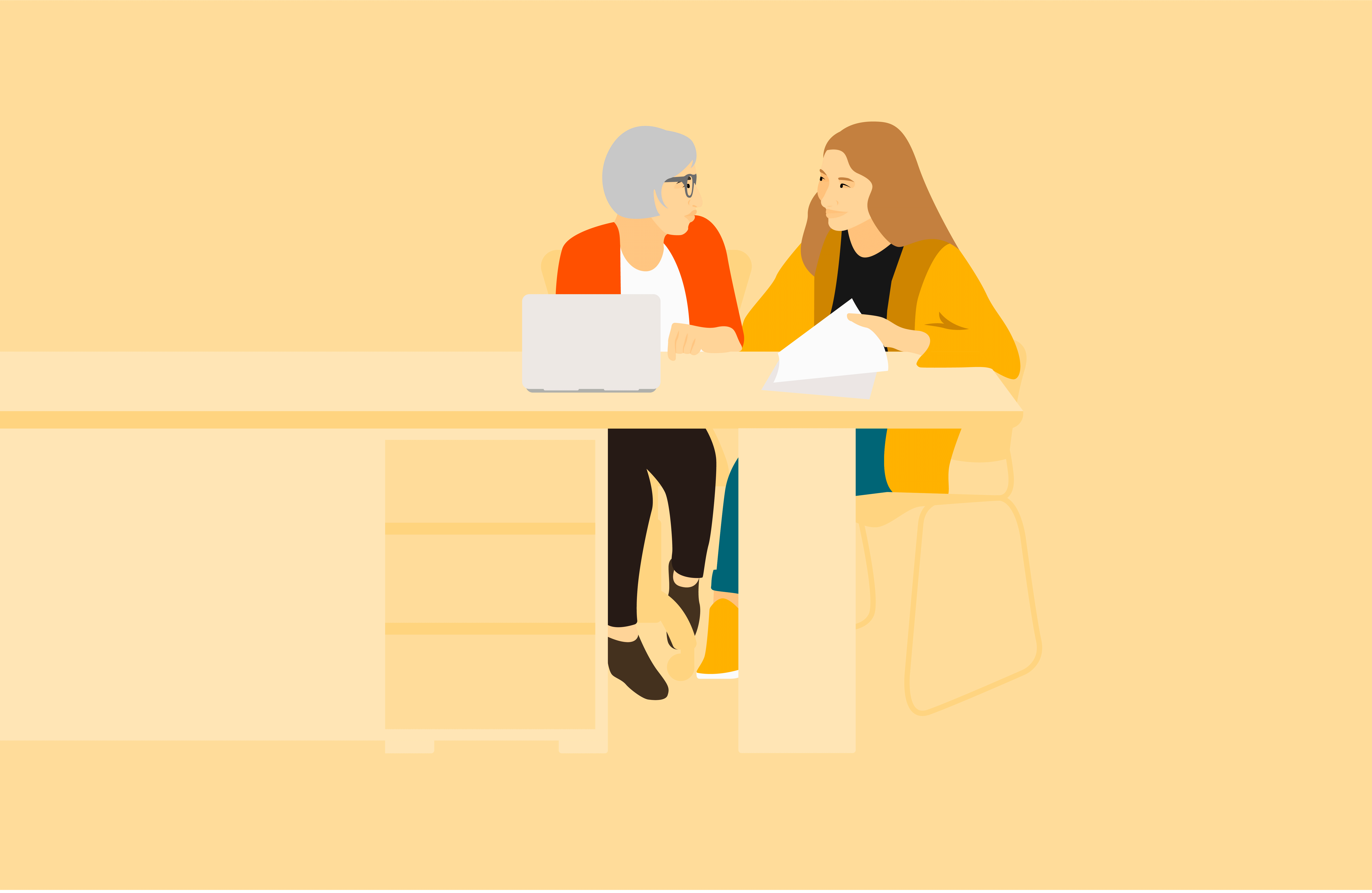 Two people discussing